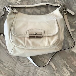 Coach Kristin White Leather Convertible Satchel Crossbody Bag With Hang Tags